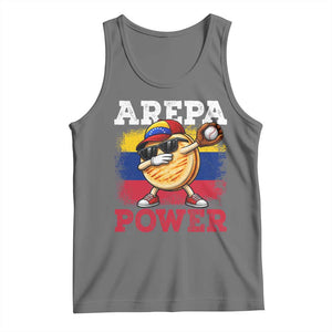 Funny Arepa Power Venezuela Baseball Lover Tank Top Cute Dabbing Arepa TS11 Black Heather Print Your Wear