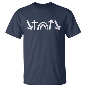 Christian Easter T Shirt 5 Gospel Symbols He Came Died Rose Ascended Jesus TS11 Navy Print Your Wear