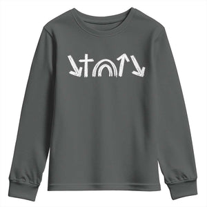 Christian Easter Youth Sweatshirt 5 Gospel Symbols He Came Died Rose Ascended Jesus TS11 Dark Heather Print Your Wear