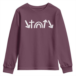 Christian Easter Youth Sweatshirt 5 Gospel Symbols He Came Died Rose Ascended Jesus TS11 Maroon Print Your Wear