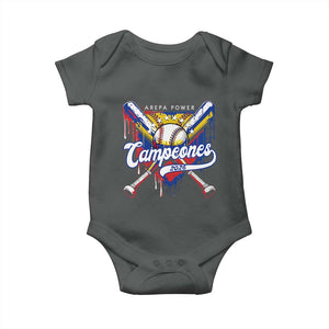 Venezuela Campeones Baseball Championship 2026 Baby Onesie Home Plate Drip TS11 Dark Heather Print Your Wear
