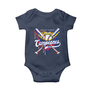 Venezuela Campeones Baseball Championship 2026 Baby Onesie Home Plate Drip TS11 Navy Print Your Wear