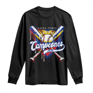 Venezuela Campeones Baseball Championship 2026 Long Sleeve Shirt Home Plate Drip TS11 Black Print Your Wear