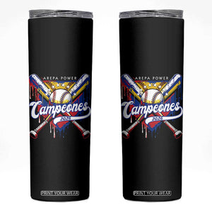 Venezuela Campeones Baseball Championship 2026 Skinny Tumbler Home Plate Drip TS11 Black Print Your Wear