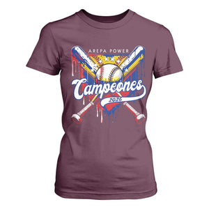 Venezuela Campeones Baseball Championship 2026 T Shirt For Women Home Plate Drip TS11 Maroon Print Your Wear