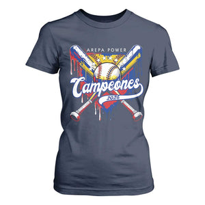 Venezuela Campeones Baseball Championship 2026 T Shirt For Women Home Plate Drip TS11 Navy Print Your Wear