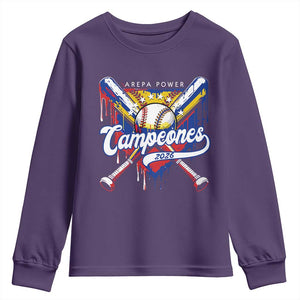 Venezuela Campeones Baseball Championship 2026 Youth Sweatshirt Home Plate Drip TS11 Purple Print Your Wear