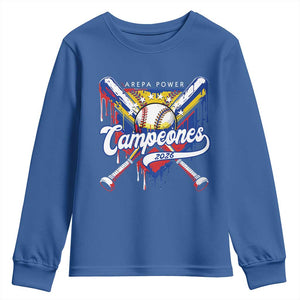 Venezuela Campeones Baseball Championship 2026 Youth Sweatshirt Home Plate Drip TS11 Royal Blue Print Your Wear
