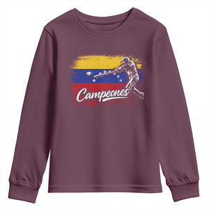 Venezuela Campeones Del Mundo Baseball Championship Youth Sweatshirt TS11 Maroon Print Your Wear