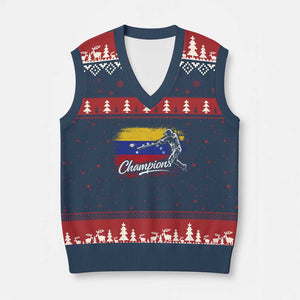 Venezuela Champions Baseball Batter Venezuelan Sport Fan V-Neck Knit Sweater Vest TS11 Navy Red Print Your Wear