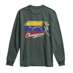 Venezuela Champions Baseball Batter Venezuelan Sport Fan Long Sleeve Shirt TS11 Dark Forest Green Print Your Wear