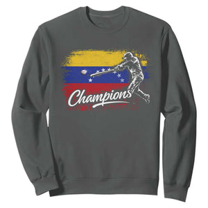 Venezuela Champions Baseball Batter Venezuelan Sport Fan Sweatshirt TS11 Dark Heather Print Your Wear