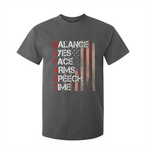 Stroke Awareness T Shirt For Kid BEFAST Stroke Symptoms Vintage American Flag TS11 Dark Heather Print Your Wear