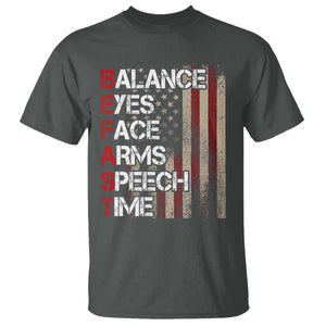Stroke Awareness T Shirt BEFAST Stroke Symptoms Vintage American Flag TS11 Dark Heather Print Your Wear