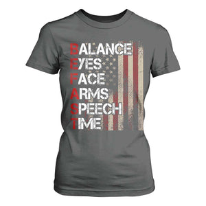 Stroke Awareness T Shirt For Women BEFAST Stroke Symptoms Vintage American Flag TS11 Dark Heather Print Your Wear