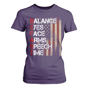 Stroke Awareness T Shirt For Women BEFAST Stroke Symptoms Vintage American Flag TS11 Purple Print Your Wear