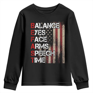 Stroke Awareness Youth Sweatshirt BEFAST Stroke Symptoms Vintage American Flag TS11 Black Print Your Wear