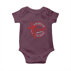 By The Grace Of God I'm A Survivor Stroke Awareness Baby Onesie TS11 Maroon Print Your Wear