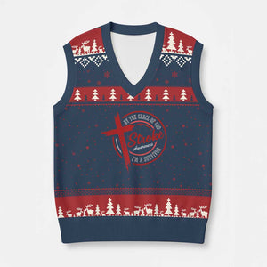 By The Grace Of God I'm A Survivor Stroke Awareness V-Neck Knit Sweater Vest TS11 Navy Red Print Your Wear