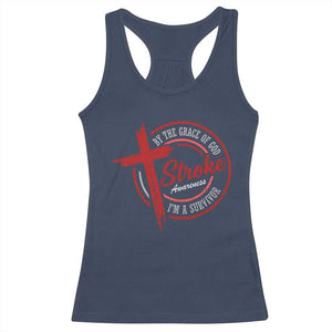 By The Grace Of God I'm A Survivor Stroke Awareness Racerback Tank Top TS11 Navy Print Your Wear