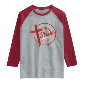 By The Grace Of God I'm A Survivor Stroke Awareness Raglan Shirt TS11 Heather Gray Heather Red Print Your Wear