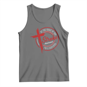 By The Grace Of God I'm A Survivor Stroke Awareness Tank Top TS11 Black Heather Print Your Wear