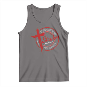 By The Grace Of God I'm A Survivor Stroke Awareness Tank Top TS11 Deep Heather Print Your Wear