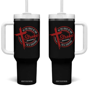 By The Grace Of God I'm A Survivor Stroke Awareness Tumbler With Handle TS11 One Size: 40 oz Black Print Your Wear