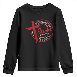 By The Grace Of God I'm A Survivor Stroke Awareness Youth Sweatshirt TS11 Black Print Your Wear