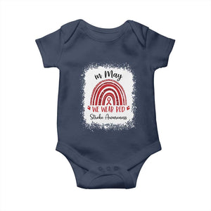 In May We Wear Red Stroke Awareness Baby Onesie Bleach Effect TS11 Navy Print Your Wear