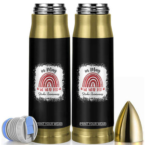 In May We Wear Red Stroke Awareness Bullet Tumbler Bleach Effect TS11 Black Print Your Wear