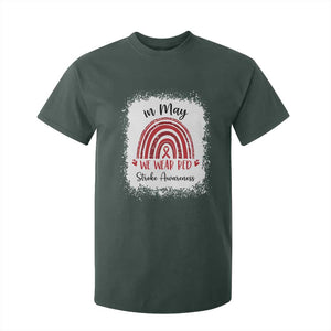 In May We Wear Red Stroke Awareness T Shirt For Kid Bleach Effect TS11 Dark Forest Green Print Your Wear