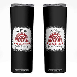 In May We Wear Red Stroke Awareness Skinny Tumbler Bleach Effect TS11 Black Print Your Wear