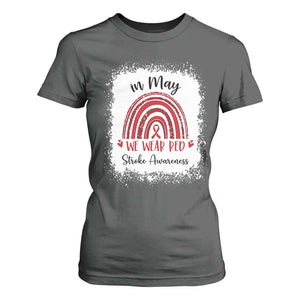 In May We Wear Red Stroke Awareness T Shirt For Women Bleach Effect TS11 Dark Heather Print Your Wear
