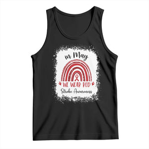 In May We Wear Red Stroke Awareness Tank Top Bleach Effect TS11 Black Print Your Wear