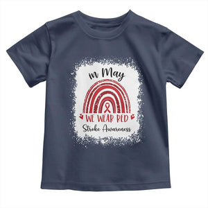 In May We Wear Red Stroke Awareness Toddler T Shirt Bleach Effect TS11 Navy Print Your Wear