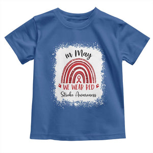 In May We Wear Red Stroke Awareness Toddler T Shirt Bleach Effect TS11 Royal Blue Print Your Wear