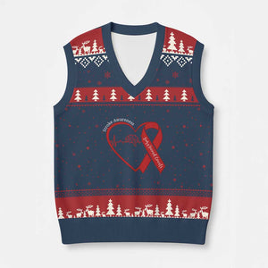 Stroke Awareness V-Neck Knit Sweater Vest Stroke Survivor Warrior Brain Attack TS11 Navy Red Print Your Wear