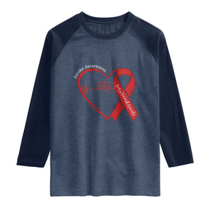 Stroke Awareness Raglan Shirt Stroke Survivor Warrior Brain Attack TS11 Heather Denim Navy Print Your Wear