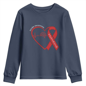 Stroke Awareness Youth Sweatshirt Stroke Survivor Warrior Brain Attack TS11 Navy Print Your Wear