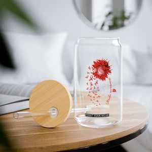 Sunflower Stroke Awareness Red Ribbon Glass Can TS11 Print Your Wear