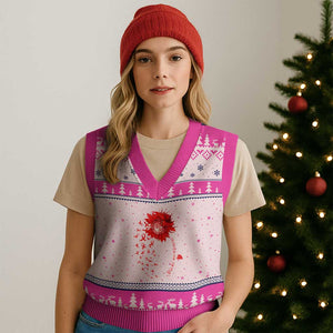 Sunflower Stroke Awareness Red Ribbon V-Neck Knit Sweater Vest TS11 Hot Pink Print Your Wear
