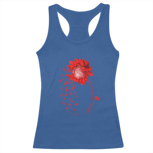Sunflower Stroke Awareness Red Ribbon Racerback Tank Top TS11 Royal Blue Print Your Wear