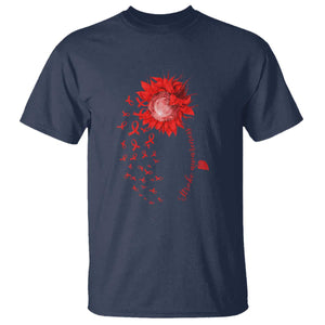 Sunflower Stroke Awareness Red Ribbon T Shirt TS11 Navy Print Your Wear