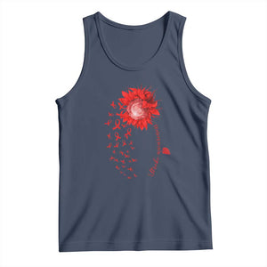Sunflower Stroke Awareness Red Ribbon Tank Top TS11 Navy Print Your Wear