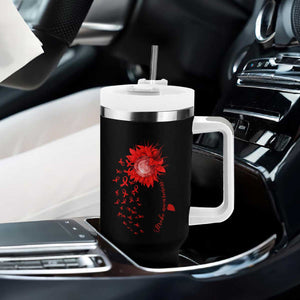 Sunflower Stroke Awareness Red Ribbon Tumbler With Handle TS11 Print Your Wear
