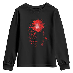 Sunflower Stroke Awareness Red Ribbon Youth Sweatshirt TS11 Black Print Your Wear