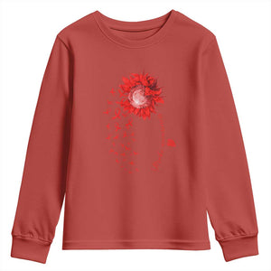 Sunflower Stroke Awareness Red Ribbon Youth Sweatshirt TS11 Red Print Your Wear
