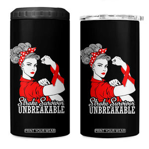 Stroke Survivor Unbreakable 4 in 1 Can Cooler Tumbler Stroke Awareness Gift TS11 One Size: 16 oz Black Print Your Wear