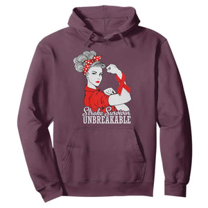 Stroke Survivor Unbreakable Hoodie Stroke Awareness Gift TS11 Maroon Print Your Wear